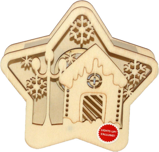 33313 - DIY Pre Lit Wood Star Decor - W-50