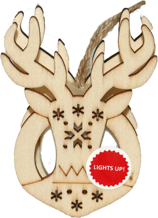 33314 - DIY Pre Lit Wood Deer Ornament - W-50