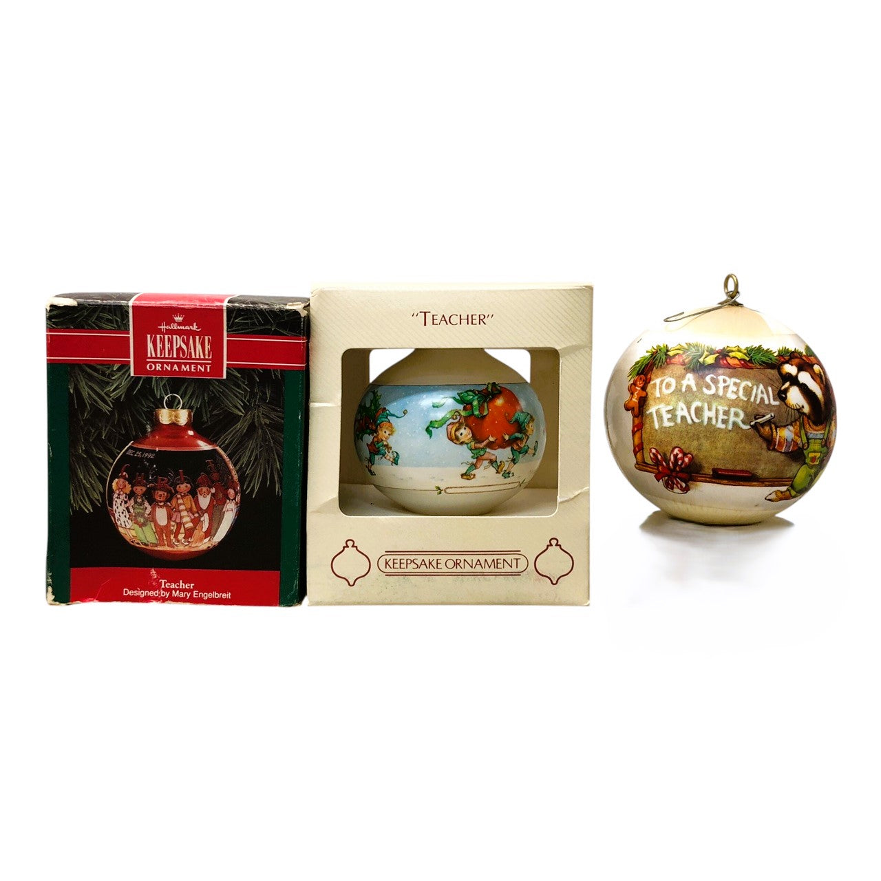 33358 - Set of 3 Keepsake Glass Holiday Ornaments for Teacher |Pod 1-66|
