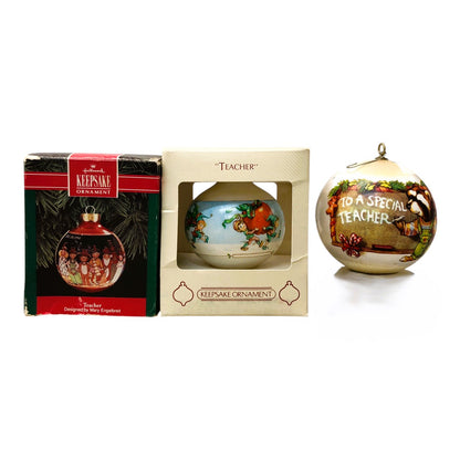 33358 - Set of 3 Keepsake Glass Holiday Ornaments for Teacher |Pod 1-66|