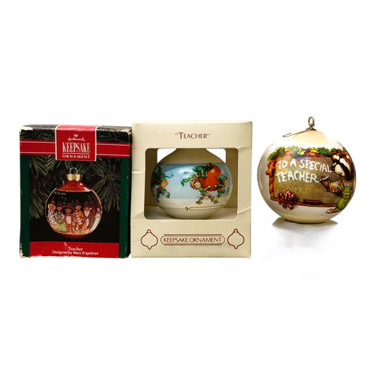 33358 - Set of 3 Keepsake Glass Holiday Ornaments for Teacher |Pod 1-66|