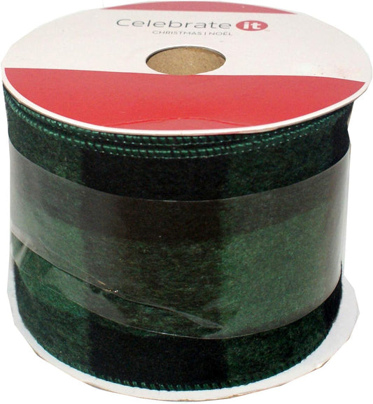 33369 - 3.5" Green Velvet Ribbon 25' - [2-19]