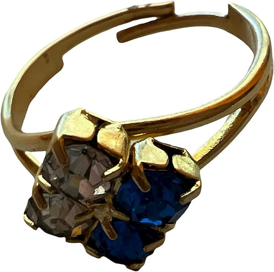 3337 - Fashion Blue & Clear Ring - |Clear-180|