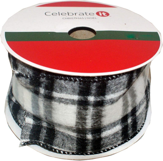 33370 - 2.5" Black White Ribbon 25' - [2-19]