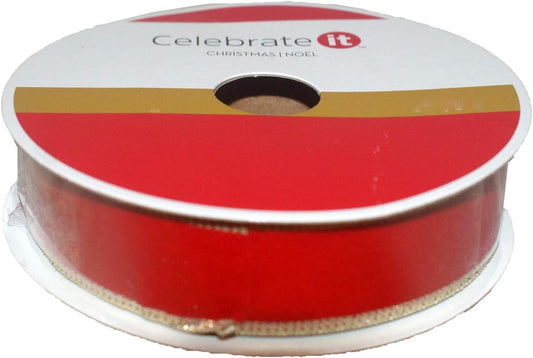 33421 - Red Velvet Gold Ribbon 7/8"x 8yd - [1-34]