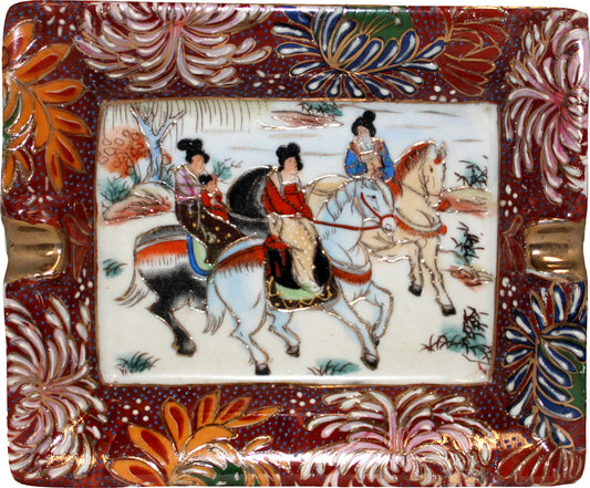 3351 - 4.5x5.5" Satsuma Horse Ashtray - |F-15|