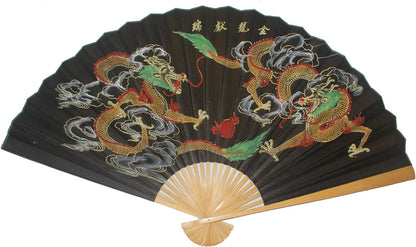 33664 - 35" Fan Black WALL WITH COLORFUL  Dragon |Box 10|