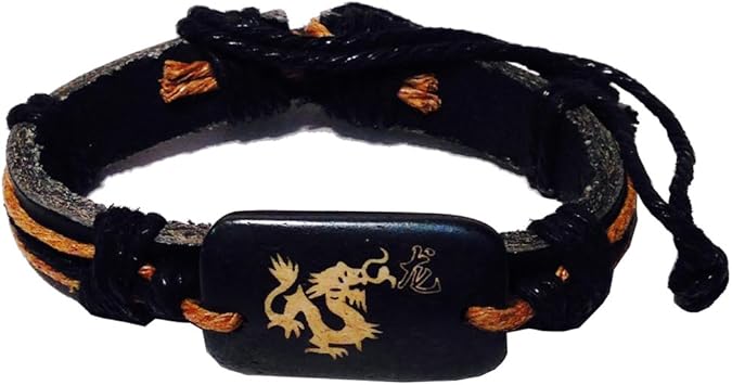 3370 - Zodiac Leather Bracelet Dragon - |Clear-123|