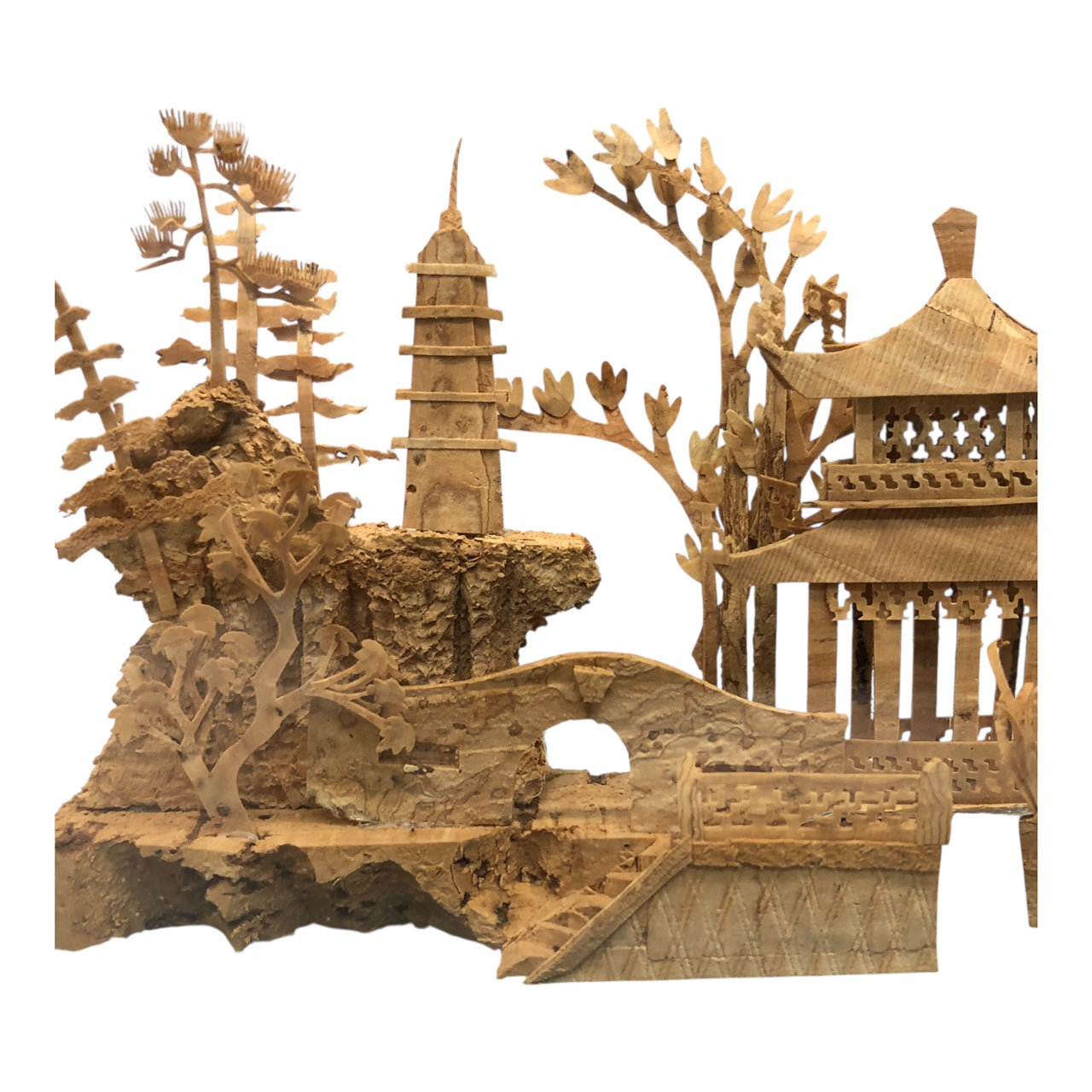 33734 - Handcrafted Cork Carving Diorama Sculpture 2315 |20-25|