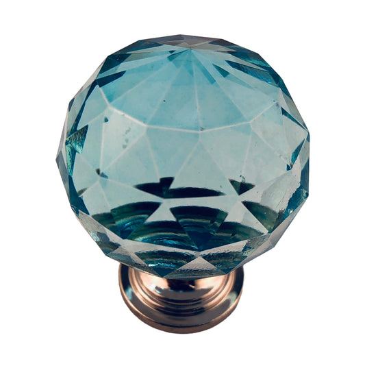 33735 - Set of Three Liberty 3/16" Faceted Crystal Knob Chrome w/ Cerulean Glass |11-12|