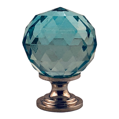 33735 - Set of Three Liberty 3/16" Faceted Crystal Knob Chrome w/ Cerulean Glass |11-12|
