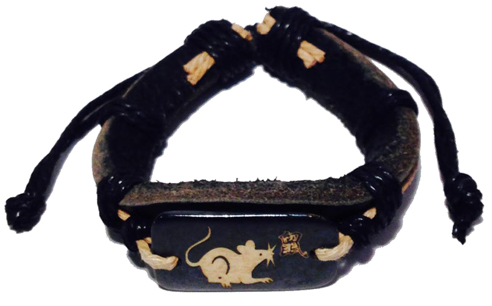 3384 - Zodiac Leather Bracelet Rat - |Clear-123|
