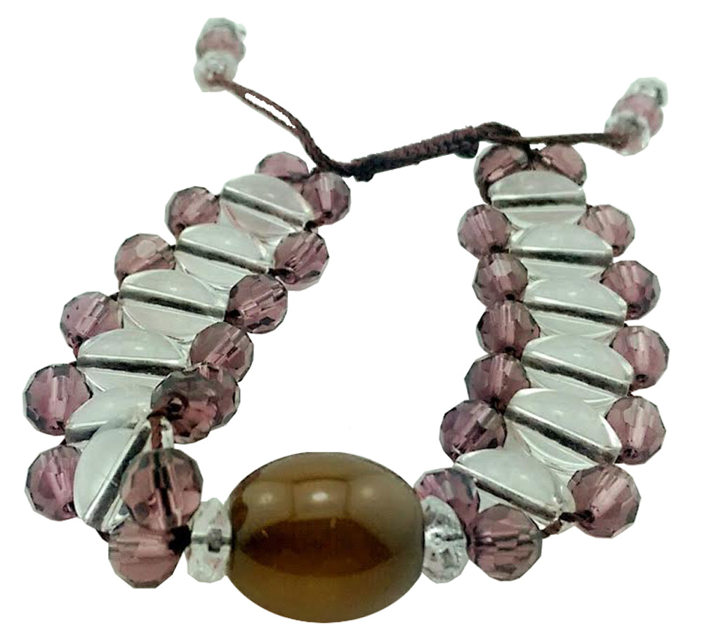 3388 - Amethyst and Tiger Eye Bracelet - |Clear-20|
