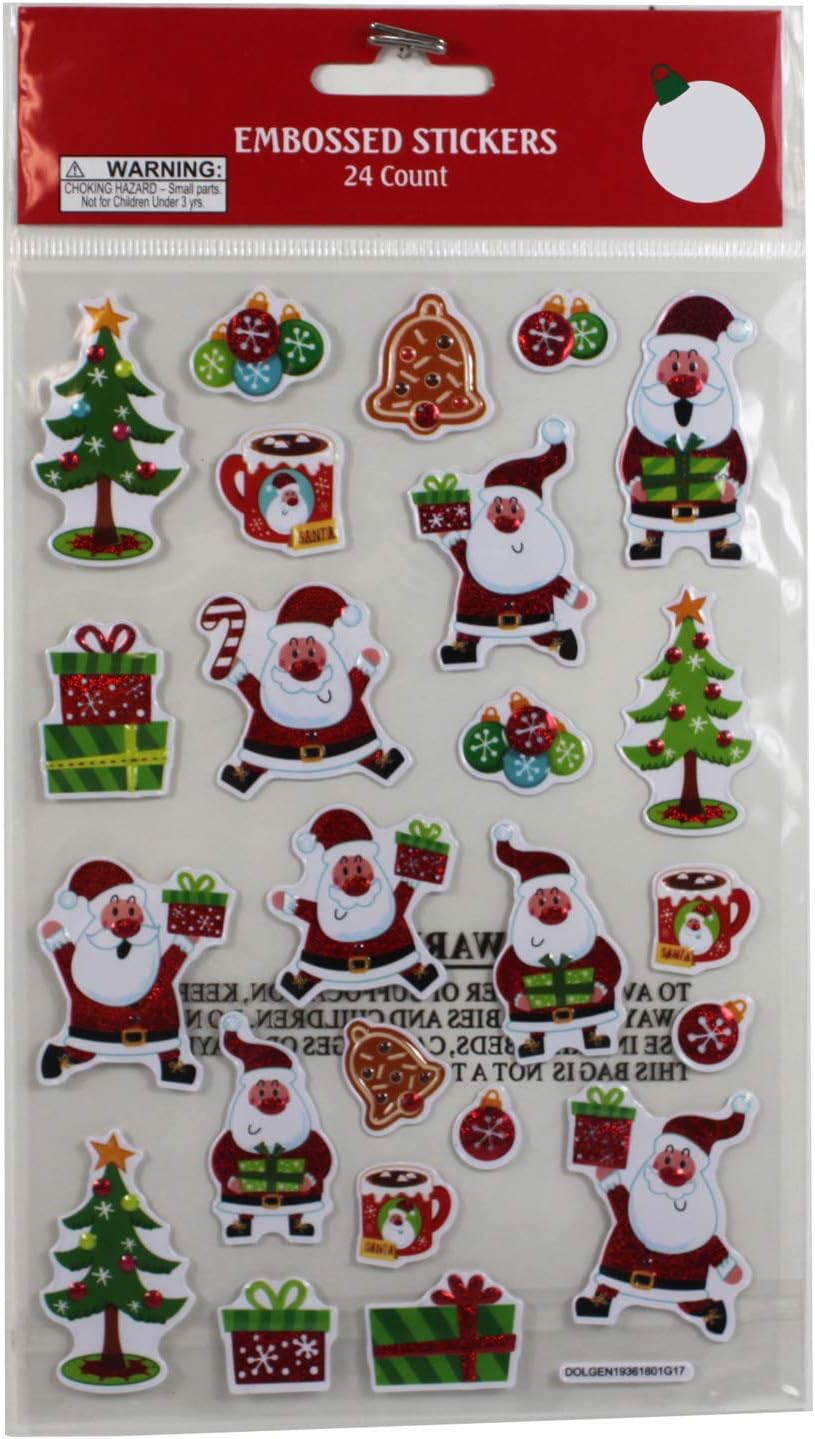 3416 - Embossed Stickers Santa 24 ct - [File 18]
