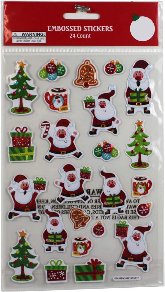 3416 - Embossed Stickers Santa 24 ct - [File 18]