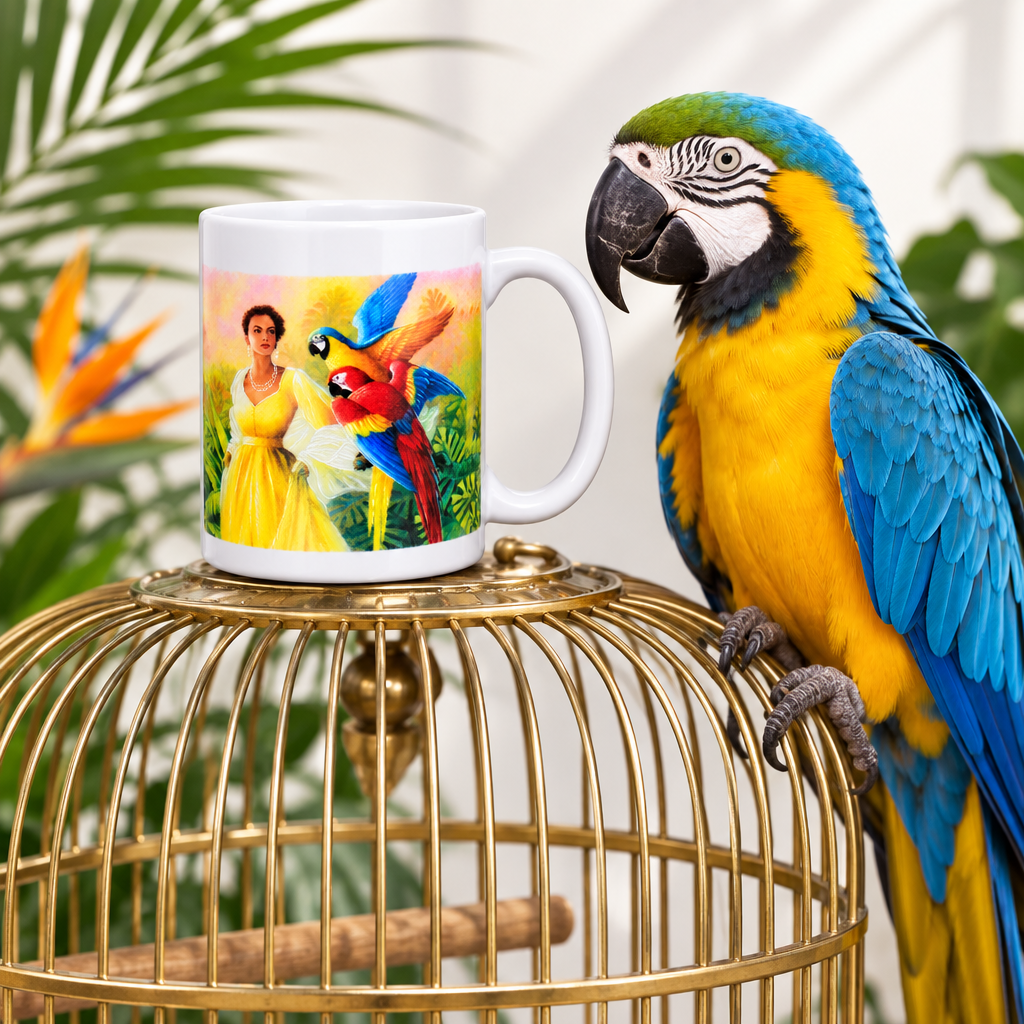 34207 - Lady With Macaws Coffee Mug |TBD|