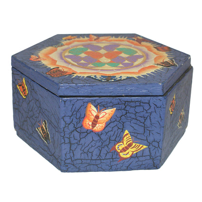 3441 - 6" HINDGED Wooden Box Butterfly Mandala - |F-25|