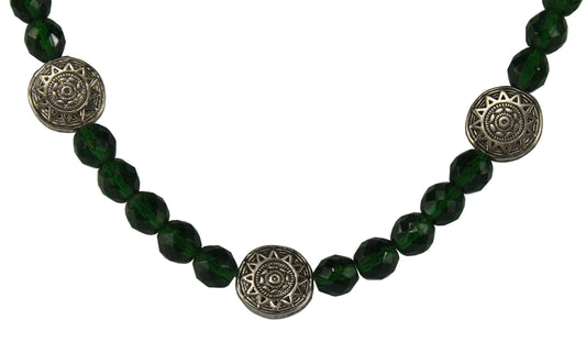 3453 - Green Bead Tribal Sun Choker - |Clear-93|