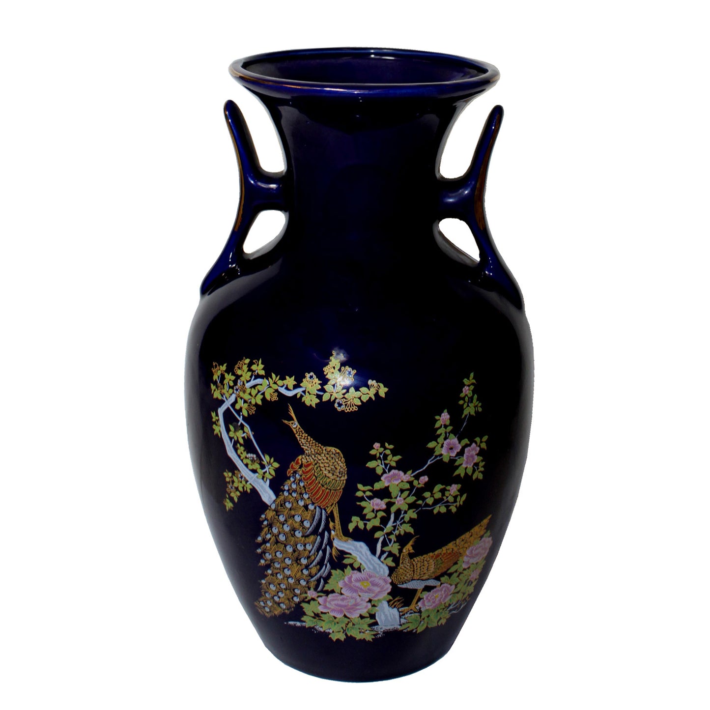 3463 - 10" Blue Peacock Vase - |2-6|
