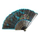 34772 - 16" Black Peacock Embroidered Fan - H-35 : JL ARTISTIC WONDERS