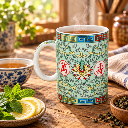 34873 - Asian Green Floral Mug 5" |TBD|