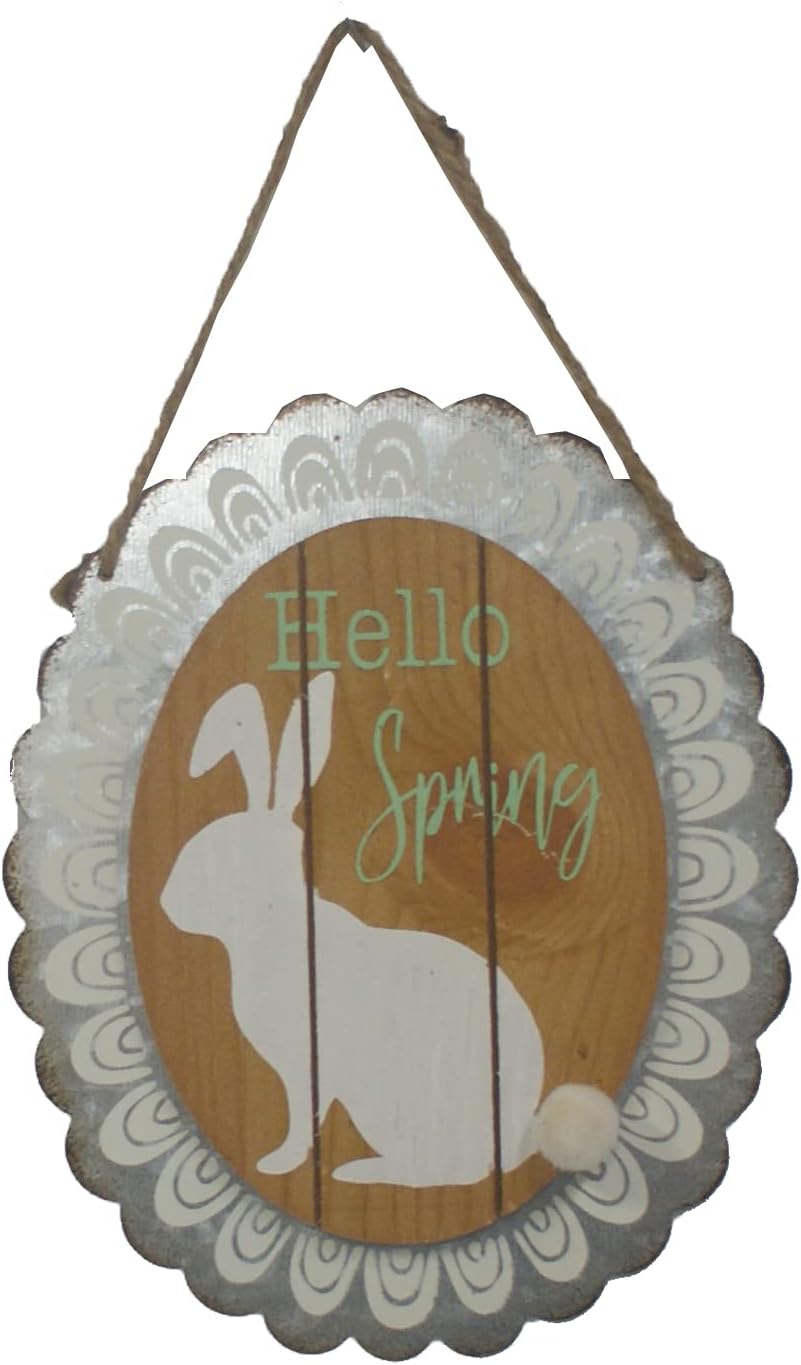35129 - Hello Spring Oval White Bunny 8" |TBD|