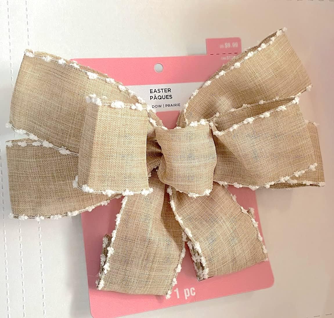 35224 - Elegant Tan Bow with Precise White Edging for Various Crafting and Decoration Projects |Pod 2-44|