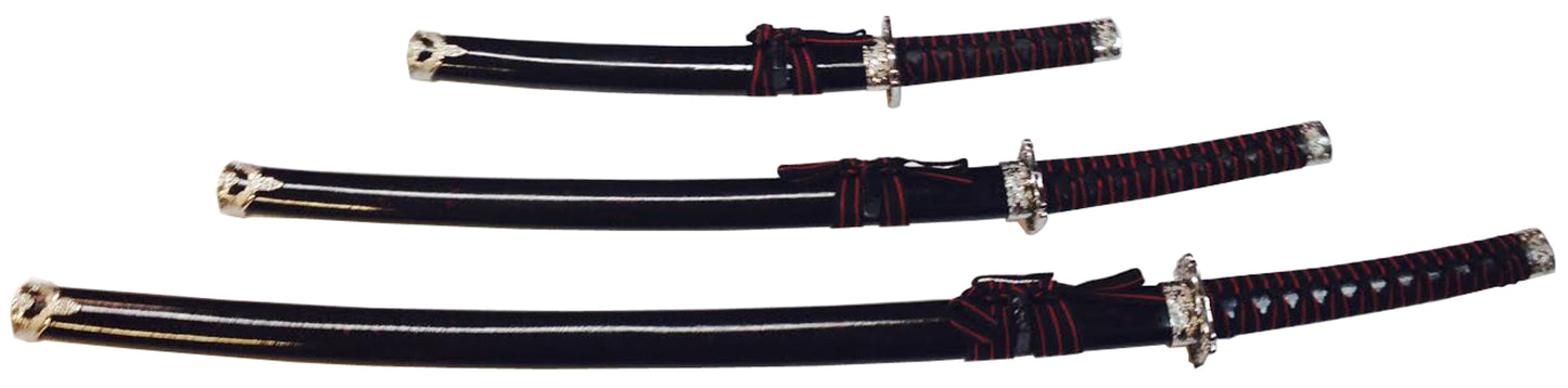 3538 - Sword Set 3pc Burgundy w/Stand - |215|