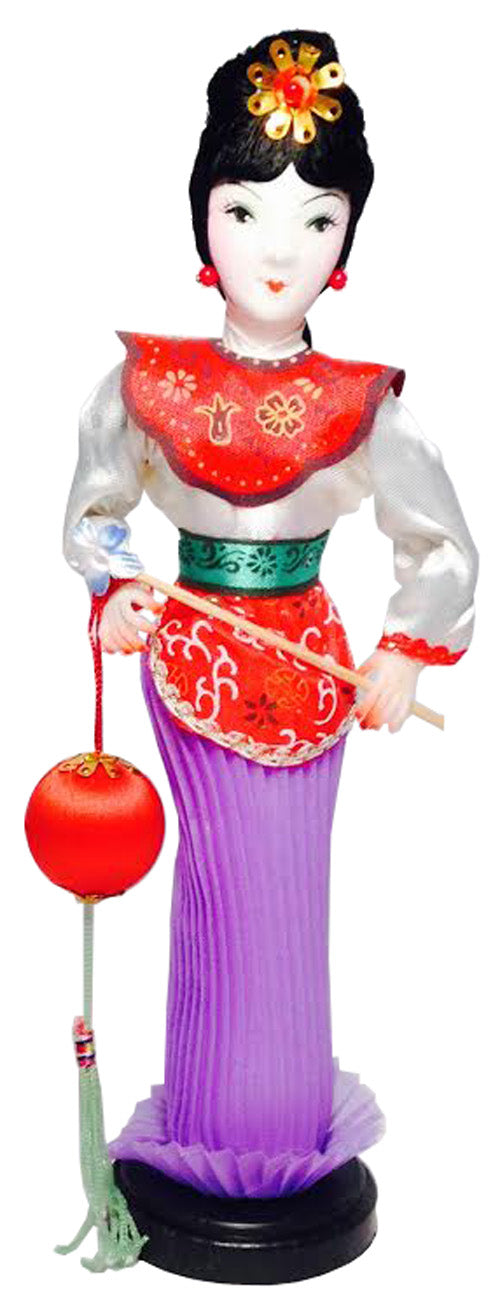 3547 - 10" White Blouse, Purple Skirt, Red Vest Woman Doll - Ball - |X-18|