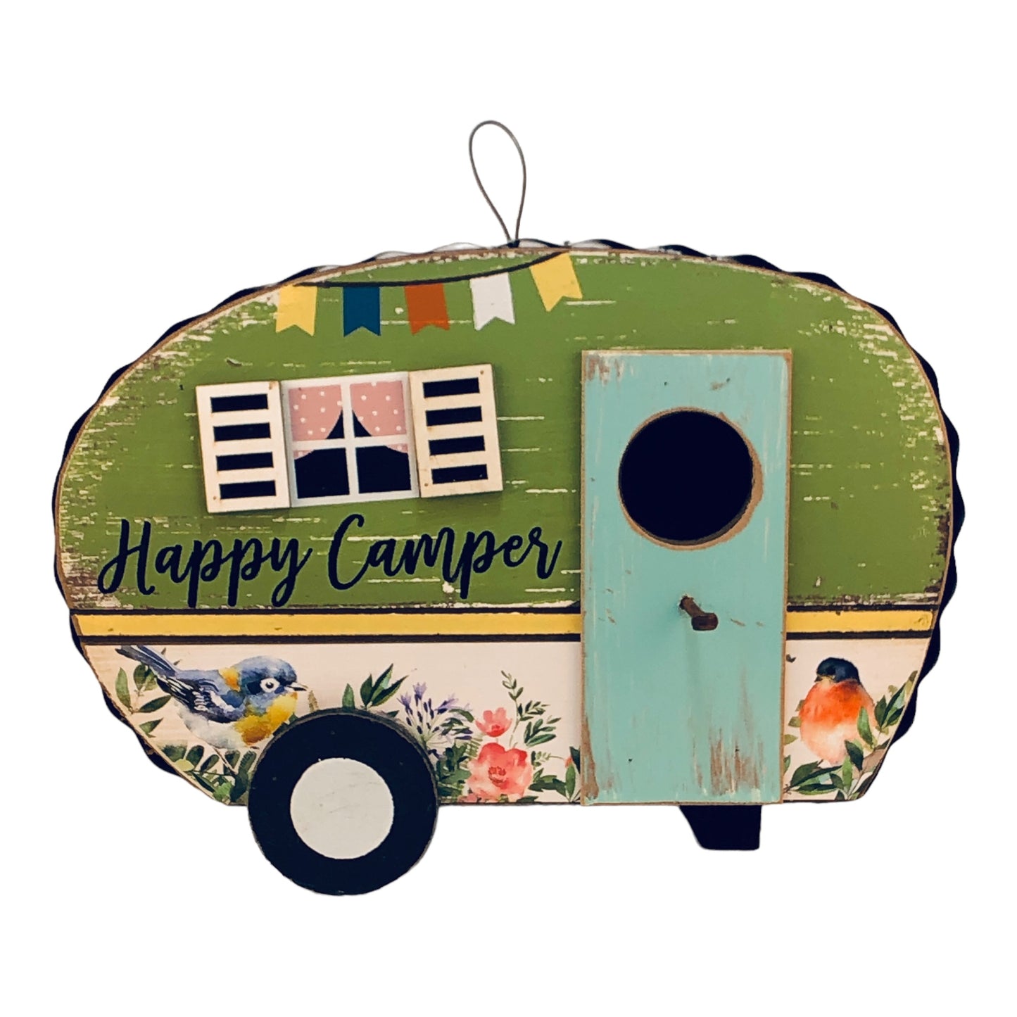 35600 - Happy Camper 9x6.5" Birdhouse w/Birds |G-48|