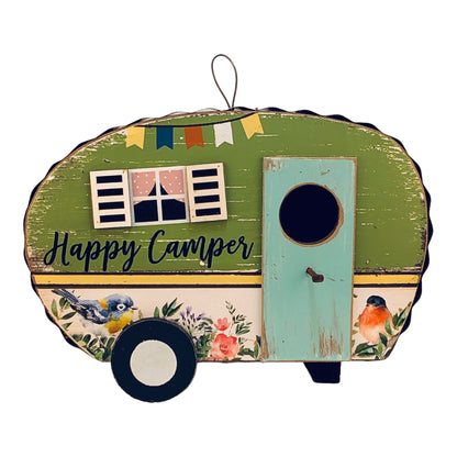 35600 - Happy Camper 9x6.5" Birdhouse w/Birds |G-48|