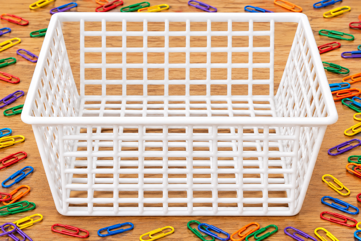 35731 - 6" Square White Wire Basket |TBD|