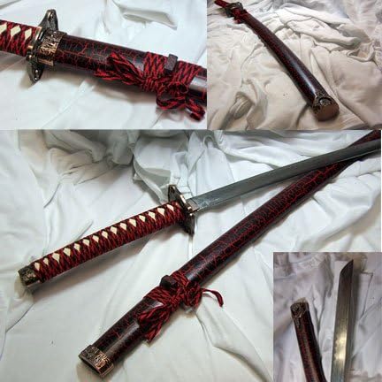 3608 - Odachi Katana Sword Red Crackle - 5-E Down : SG / AAA COOL BEANS