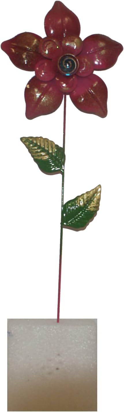 36112 -  SET OF 2 METAL 21" Pink Flower Garden Stake- |G-1|