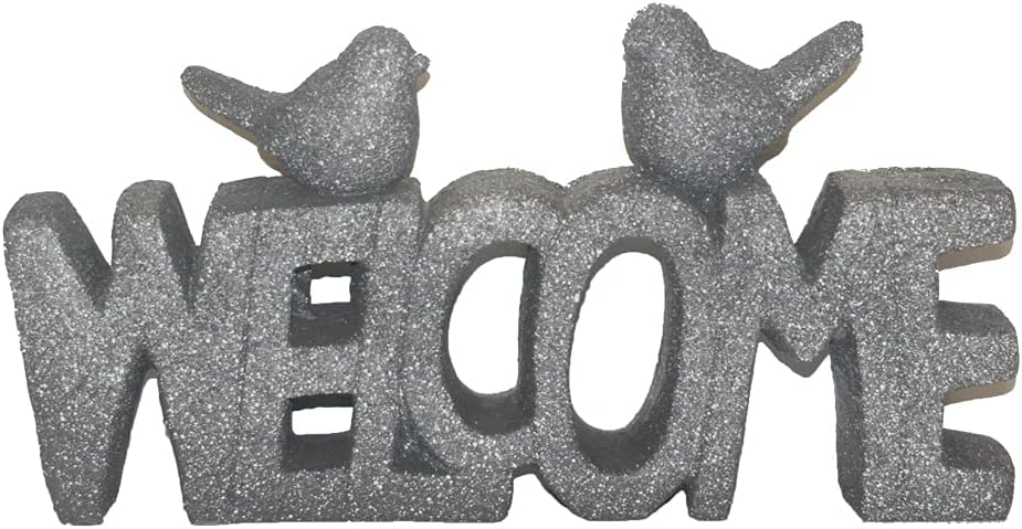 36126 - 14-Inch Granite-Finish "Welcome" Garden Sign With Dual Bird Accents |11-20|Store|