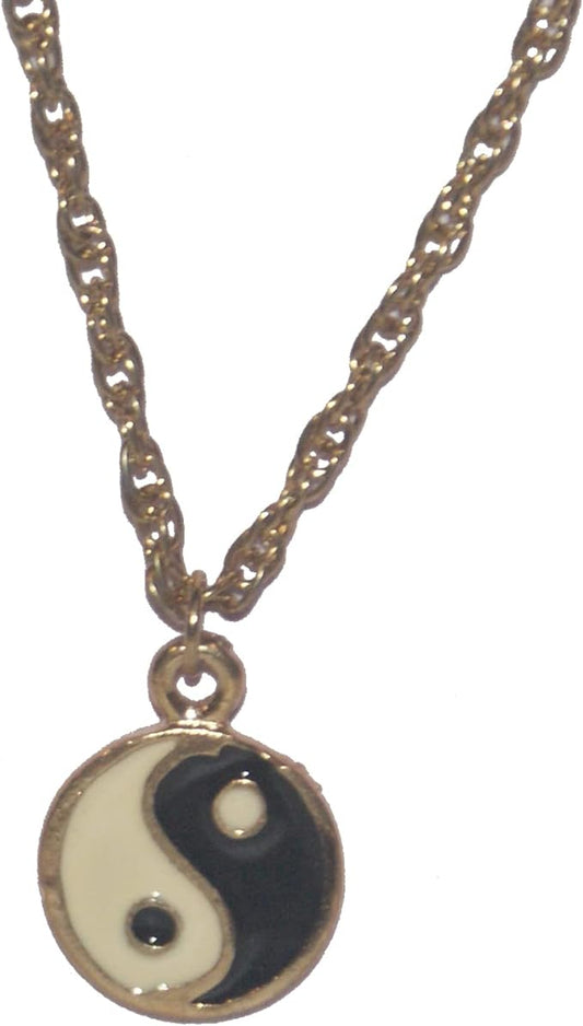 3655 - 18" Golden Chain 1/2" Yin Yang - [Clear-165]