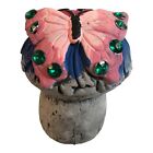 36649 - 3-Inch Blue Mushroom Figurine with Butterfly and Blue Rhinestones |Y-4|
