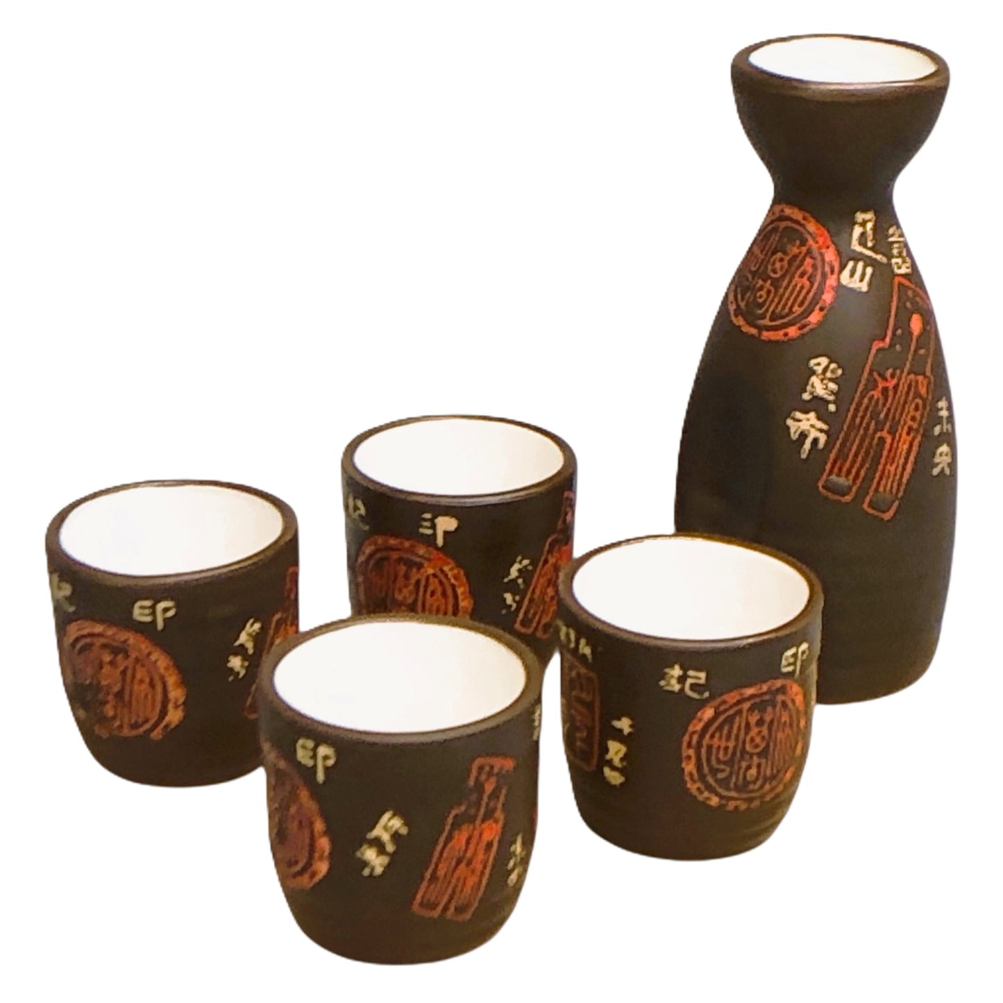 36740 -Chinese Brown Sake Set in Wooden Box- 9-19 :CS -Cool Beans