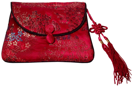 3691 - Burgundy Tassel Satin 6.5" x 5" Purse |16-23|