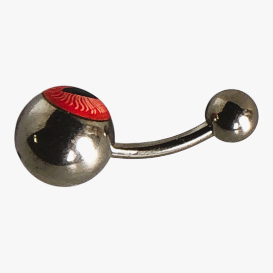 36919 - Stunning Silver Belly Ring Vase with Orange Eye Design for Home Decor |Clear-150|