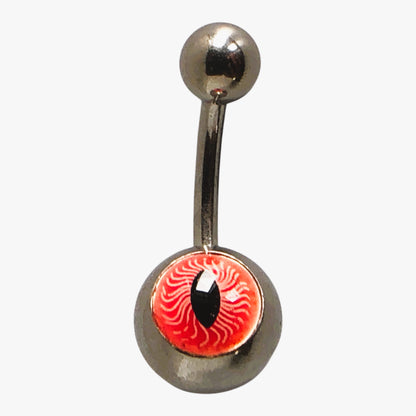 36919 - Stunning Silver Belly Ring Vase with Orange Eye Design for Home Decor |Clear-150|