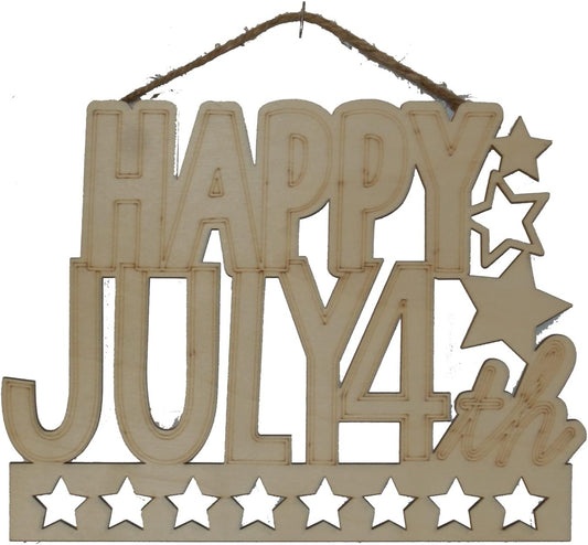 36954 -8" Happy July 4th Wooden Sign  |11-20|