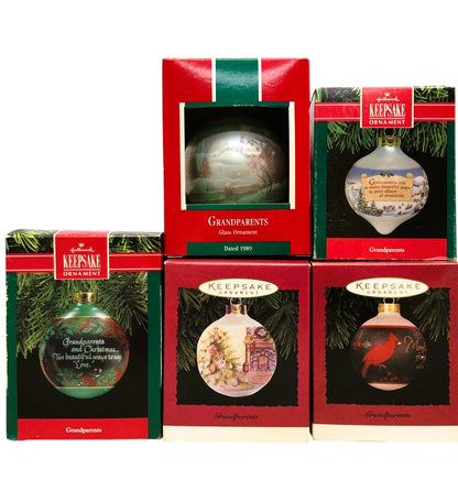 37154 - Set of 5 Hallmark Keepsake Grandparents Christmas Tree Ornaments for Holiday Decor |