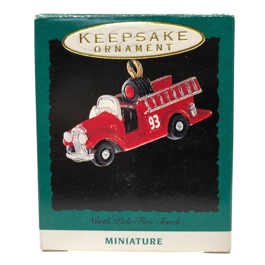 37165 - Set of 3 Miniature Motor Car Ornaments (North Pole Fire Truck, Fire Truck, On the Road, Airplane, Steelcraft Airflow)
