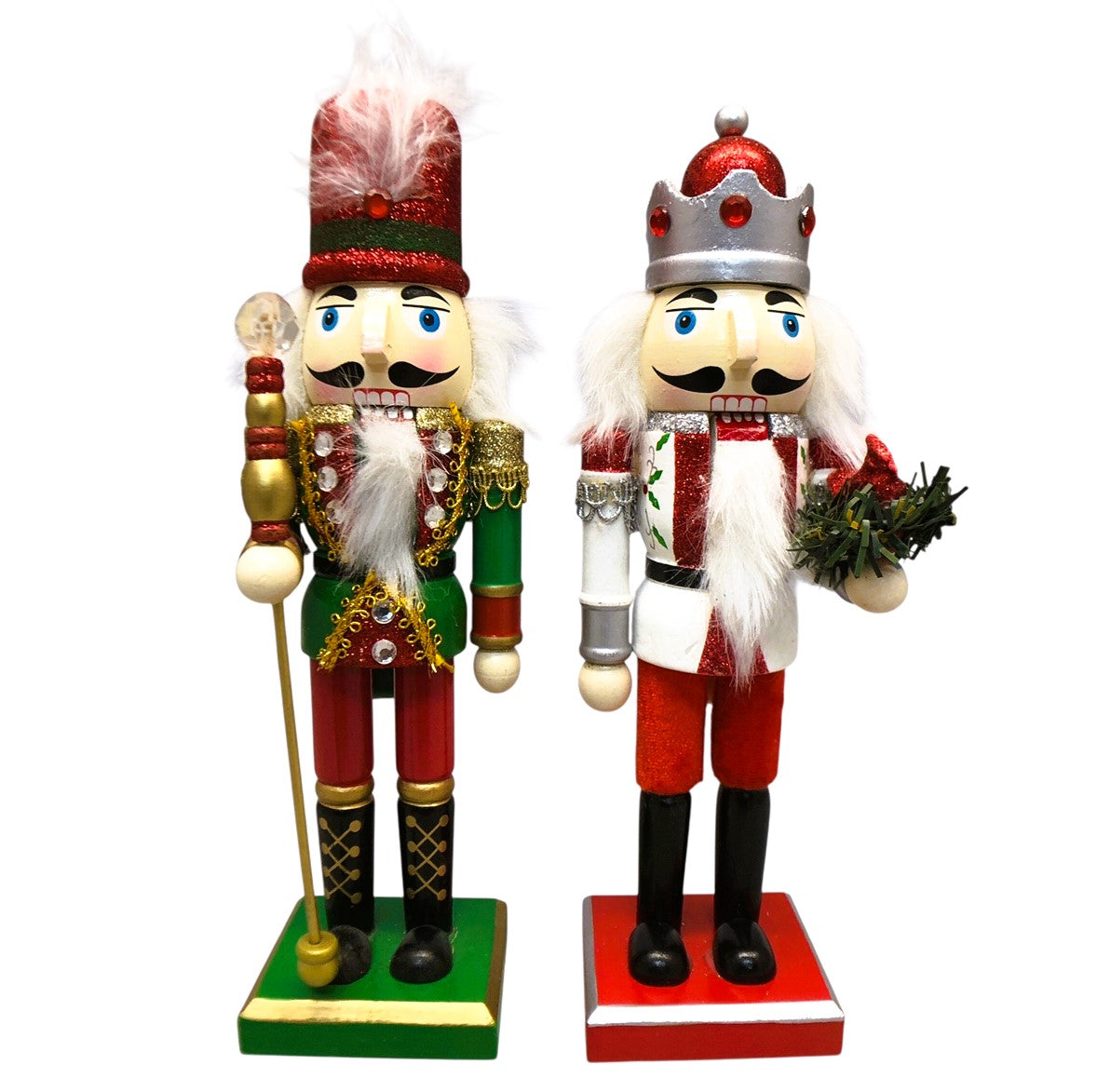 37455 Set of 2 Handcrafted Wooden Nutcrackers, 10 Inches, Holiday Decor |11/25|