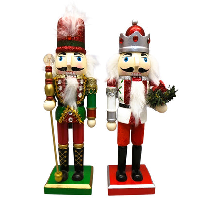 37455 Set of 2 Handcrafted Wooden Nutcrackers, 10 Inches, Holiday Decor |11/25|