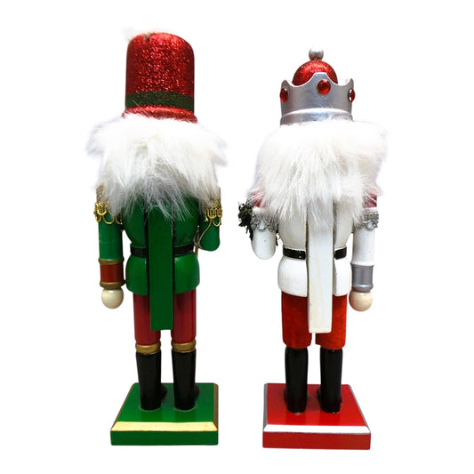 37455 Set of 2 Handcrafted Wooden Nutcrackers, 10 Inches, Holiday Decor |11/25|