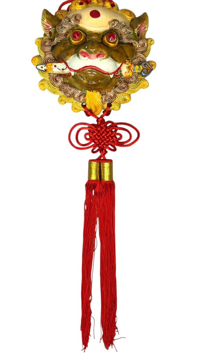 3756 - Chinese Guardian Lion Wall Hanging Art with Ancient Symbolism, Protection, and Prosperity Theme |16-30|