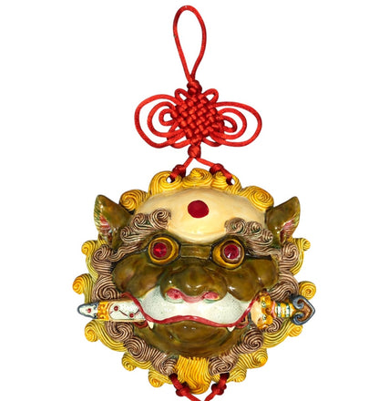 3756 - Chinese Guardian Lion Wall Hanging Art with Ancient Symbolism, Protection, and Prosperity Theme |16-30|