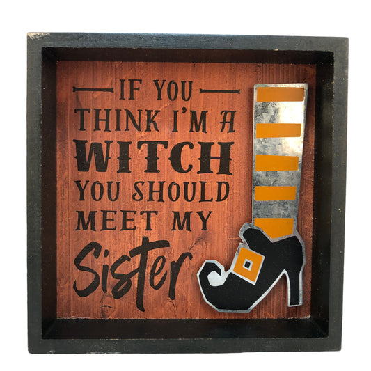37580 - 4-Inch Wooden Plaque I'm a Witch for Halloween Home Decor Sign |Pod 1-18|